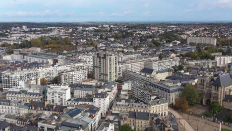 Downtown-le-Mans-aerial-residential-buildings-and-work-area-urban-environment